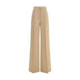 Beige Fleece Wool Casual Pants